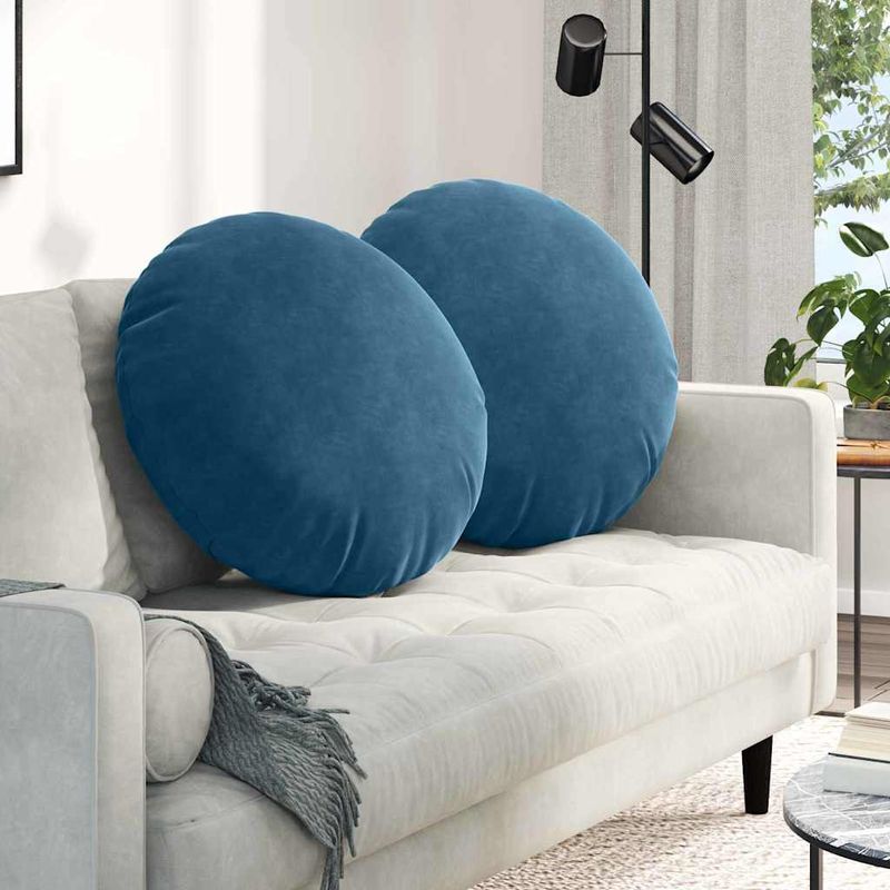 Casa si Gradina - Textile si covoare - Perne si pilote - Perne decorative - Perne de Sezut 2 pcs albastru Ø 40 x 13 cm Catifea - Infinity.ro