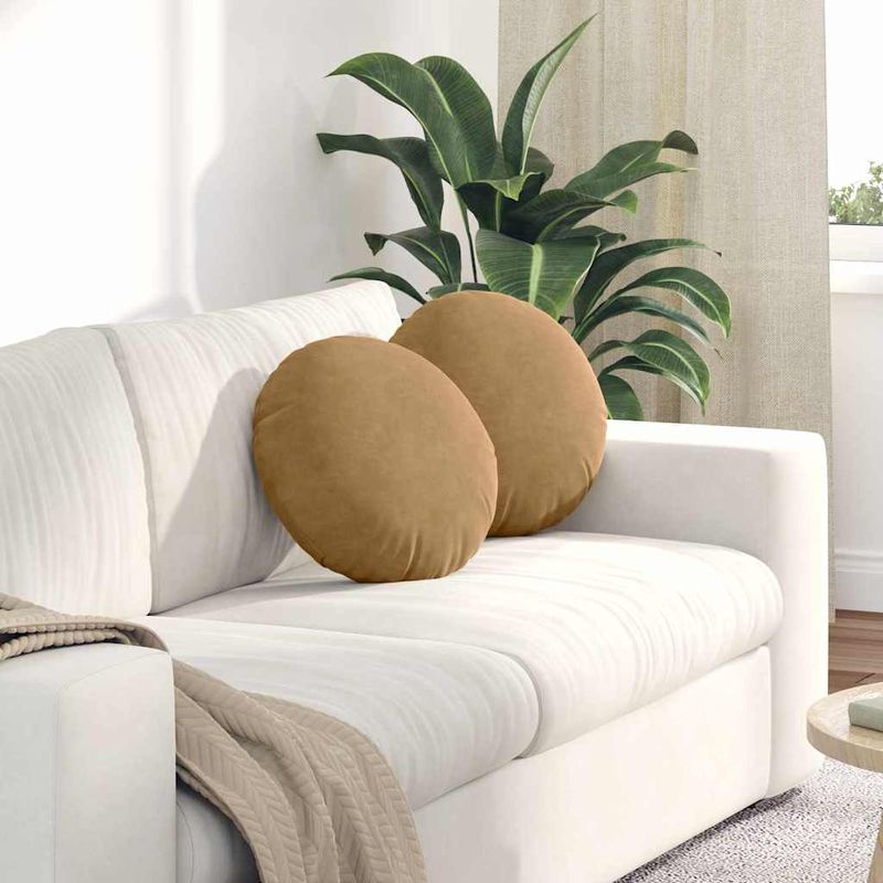 Casa si Gradina - Textile si covoare - Perne si pilote - Perne decorative - Perne de Sezut 2 pcs Maro Ø 40 x 13 cm Catifea - Infinity.ro