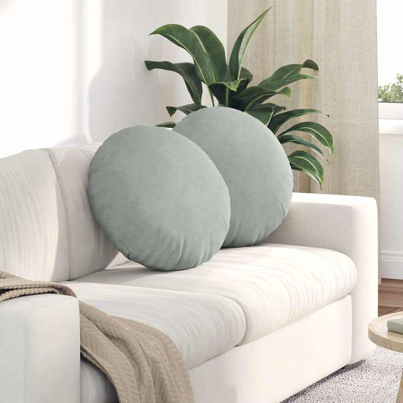 Casa si Gradina - Textile si covoare - Perne si pilote - Perne decorative - Perne de Sezut 2 pcs Gri deschis Ø 40 x 13 cm Catifea - Infinity.ro