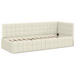 Casa si Gradina - Mobilier - Paturi si accesorii - Paturi - Cadru de pat coltar cu headboard Crem 80 x 200 cm Catifea - Infinity.ro