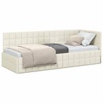 Casa si Gradina - Mobilier - Paturi si accesorii - Paturi - Cadru de pat coltar cu headboard Crem 80 x 200 cm Catifea - Infinity.ro