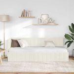 Casa si Gradina - Mobilier - Paturi si accesorii - Paturi - Cadru de pat coltar cu headboard Crem 80 x 200 cm Catifea - Infinity.ro