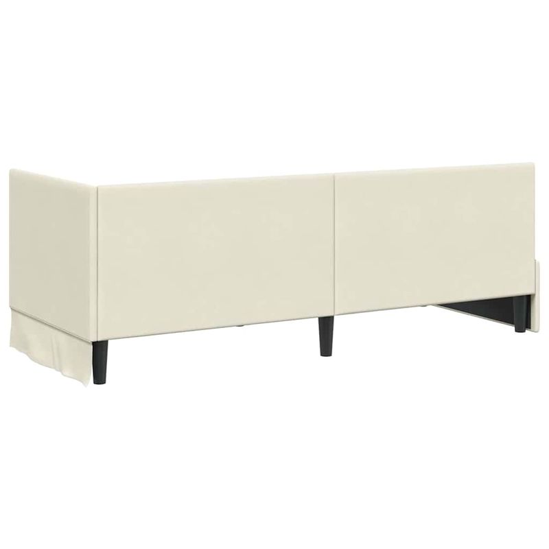 Casa si Gradina - Mobilier - Paturi si accesorii - Paturi - Cadru de pat coltar cu headboard Crem 80 x 200 cm Catifea - Infinity.ro