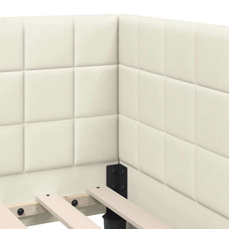 Casa si Gradina - Mobilier - Paturi si accesorii - Paturi - Cadru de pat coltar cu headboard Crem 80 x 200 cm Catifea - Infinity.ro