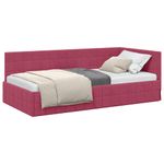 Casa si Gradina - Mobilier - Paturi si accesorii - Paturi - Cadru de pat coltar cu headboard bordo 100 x 200 cm Catifea - Infinity.ro
