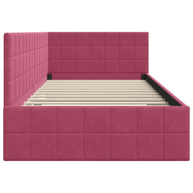 Casa si Gradina - Mobilier - Paturi si accesorii - Paturi - Cadru de pat coltar cu headboard bordo 100 x 200 cm Catifea - Infinity.ro