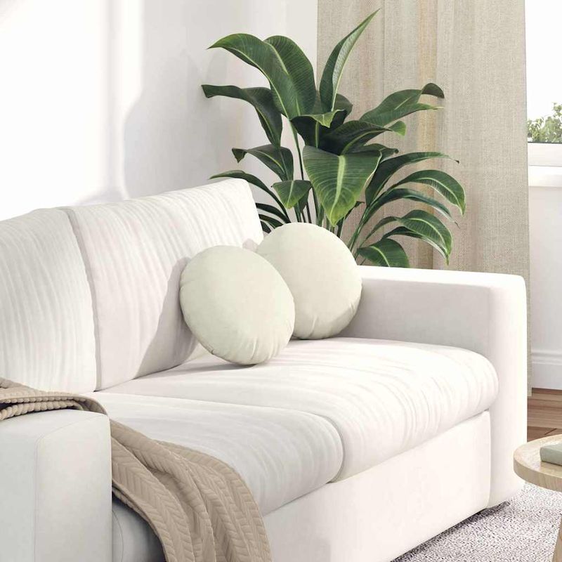 Casa si Gradina - Textile si covoare - Perne si pilote - Perne decorative - Perne de Sezut 2 pcs Crem Ø 40 x 13 cm Catifea - Infinity.ro