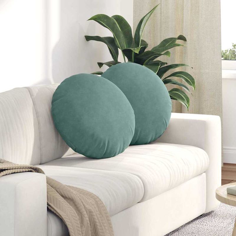 Casa si Gradina - Textile si covoare - Perne si pilote - Perne decorative - Perne de Sezut 2 pcs Verde Marii Ø 40 x 13 cm Catifea - Infinity.ro
