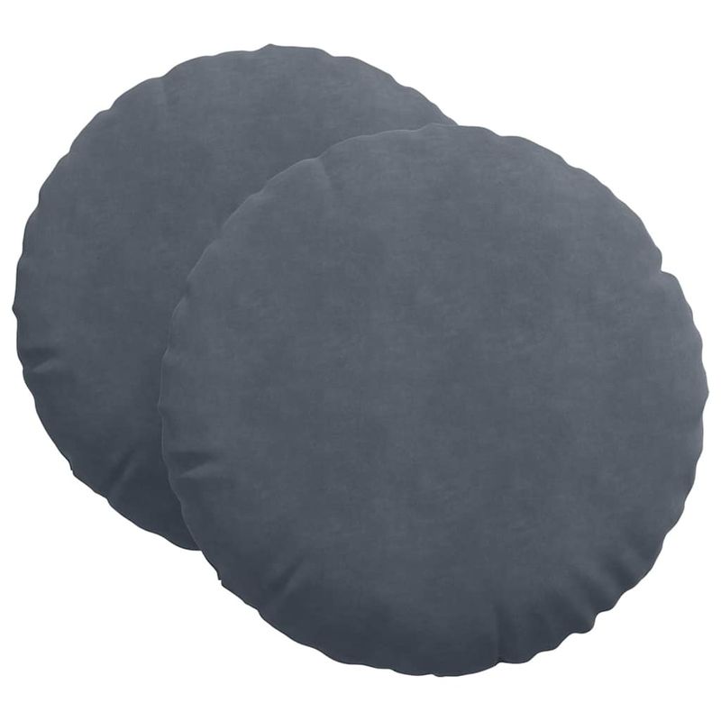 Casa si Gradina - Textile si covoare - Perne si pilote - Perne decorative - Perne de Sezut 2 pcs Gri inchis Ø 40 x 13 cm Catifea - Infinity.ro