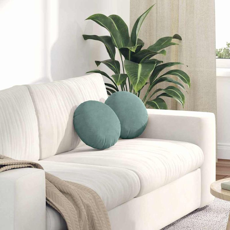 Casa si Gradina - Textile si covoare - Perne si pilote - Perne decorative - Perne de Sezut 2 pcs Verde Marii Ø 40 x 13 cm Catifea - Infinity.ro