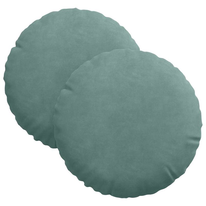 Casa si Gradina - Textile si covoare - Perne si pilote - Perne decorative - Perne de Sezut 2 pcs Verde Marii Ø 40 x 13 cm Catifea - Infinity.ro