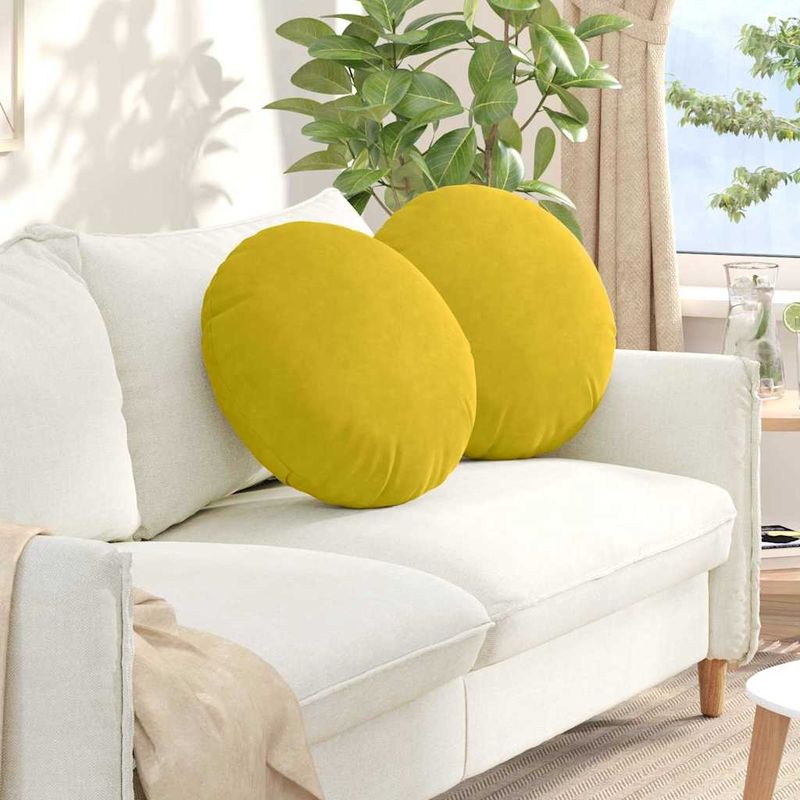 Casa si Gradina - Textile si covoare - Perne si pilote - Perne decorative - Perne de Sezut 2 pcs Galben Ø 40 x 13 cm Catifea - Infinity.ro