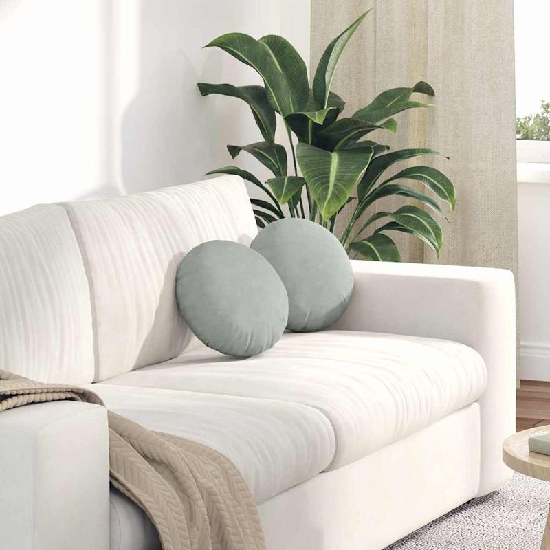 Casa si Gradina - Textile si covoare - Perne si pilote - Perne decorative - Perne de Sezut 2 pcs Gri deschis Ø 40 x 13 cm Catifea - Infinity.ro