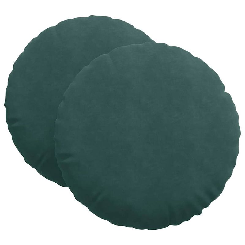 Casa si Gradina - Textile si covoare - Perne si pilote - Perne decorative - Perne de Sezut 2 pcs Verde inchis Ø 40 x 13 cm Catifea - Infinity.ro