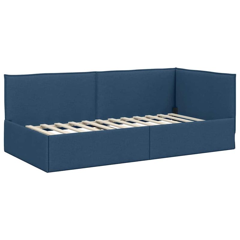 Casa si Gradina - Mobilier - Paturi si accesorii - Paturi - Cadru de pat coltar cu headboard albastru 100 x 200 cm tesatura - Infinity.ro