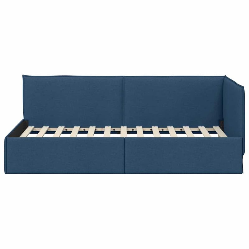 Casa si Gradina - Mobilier - Paturi si accesorii - Paturi - Cadru de pat coltar cu headboard albastru 100 x 200 cm tesatura - Infinity.ro