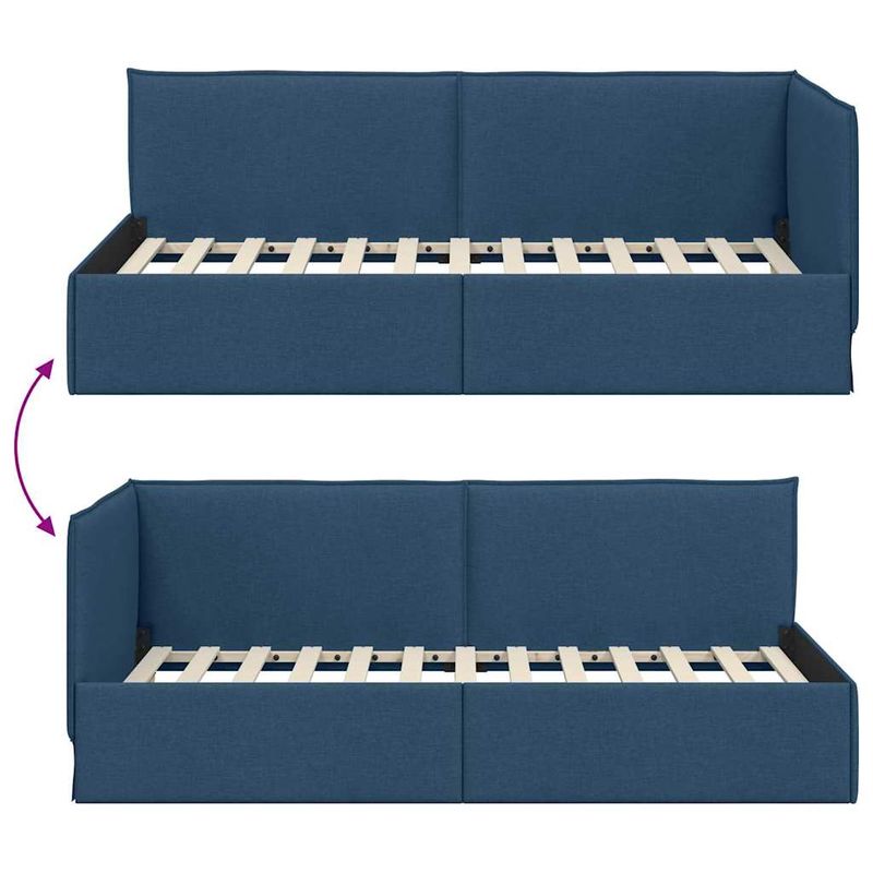Casa si Gradina - Mobilier - Paturi si accesorii - Paturi - Cadru de pat coltar cu headboard albastru 100 x 200 cm tesatura - Infinity.ro
