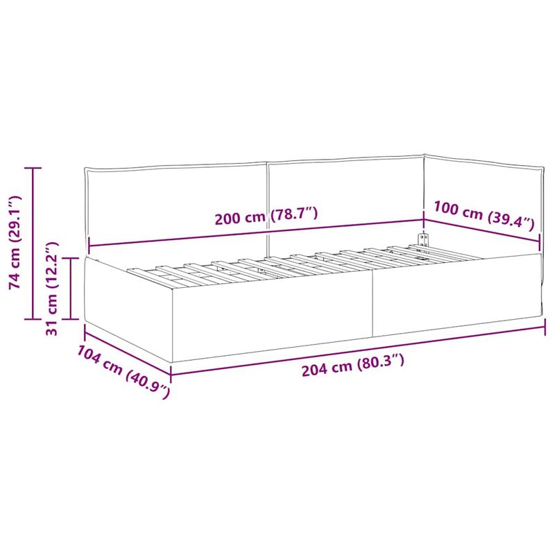 Casa si Gradina - Mobilier - Paturi si accesorii - Paturi - Cadru de pat coltar cu headboard albastru 100 x 200 cm tesatura - Infinity.ro