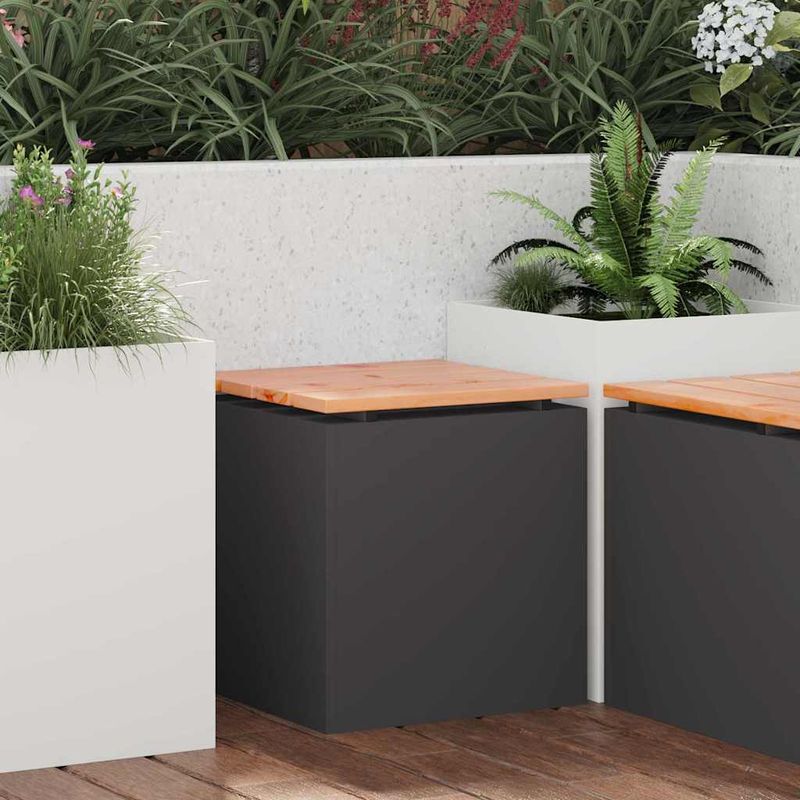 Casa si Gradina - Gradina si terasa - Mobilier exterior - Bancute de gradina - Banca de gradina Negru 40 x 40 x 43 cm Otel - Infinity.ro