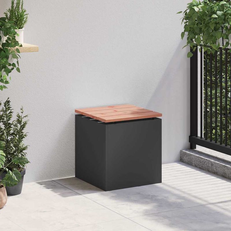 Casa si Gradina - Gradina si terasa - Mobilier exterior - Bancute de gradina - Banca de gradina Negru 40 x 40 x 43 cm Otel - Infinity.ro