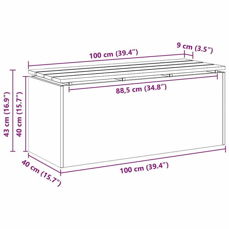 Casa si Gradina - Gradina si terasa - Mobilier exterior - Bancute de gradina - Banca de gradina Ruginit 100 x 40 x 43 cm - Infinity.ro