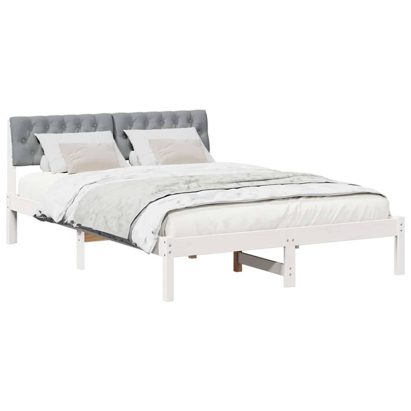 Casa si Gradina - Mobilier - Paturi si accesorii - Paturi - Cadru de pat Alb si gri deschis 120 x 200 cm Lemn masiv de pin - Infinity.ro