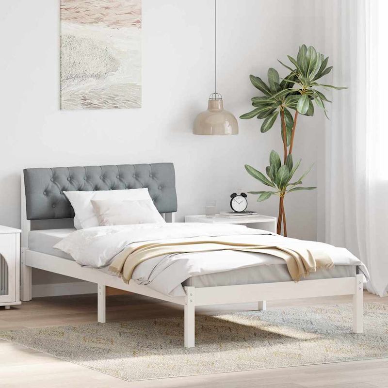 Casa si Gradina - Mobilier - Paturi si accesorii - Paturi - Cadru de pat Alb si gri deschis 100 x 200 cm Lemn masiv de pin - Infinity.ro