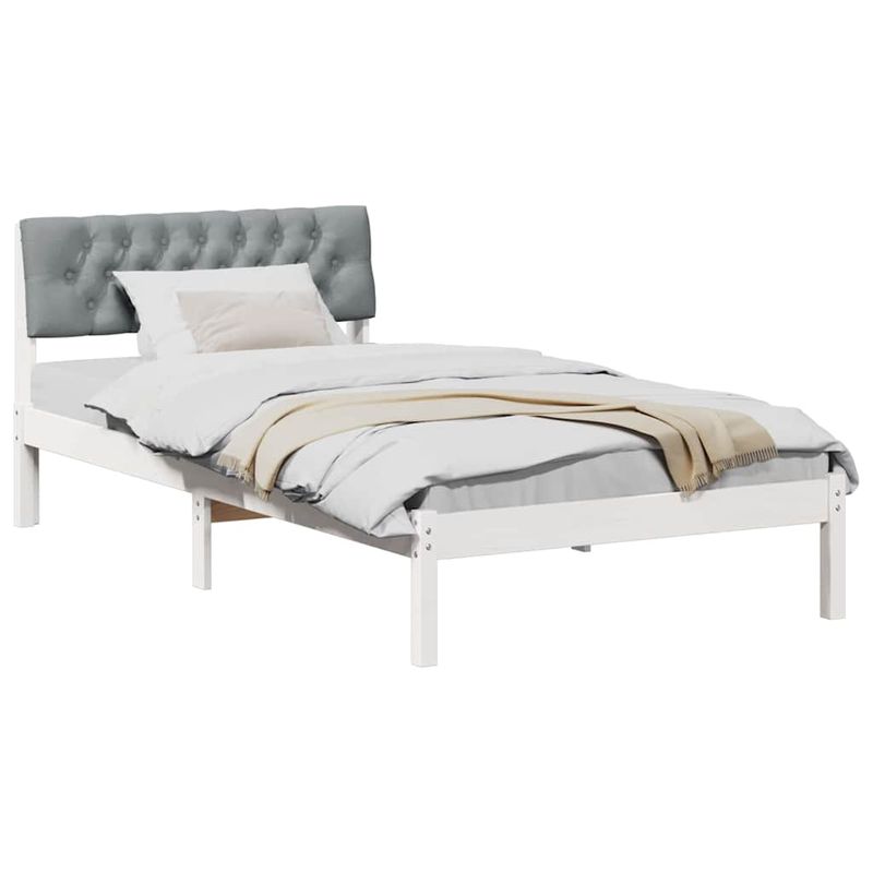 Casa si Gradina - Mobilier - Paturi si accesorii - Paturi - Cadru de pat Alb si gri deschis 100 x 200 cm Lemn masiv de pin - Infinity.ro