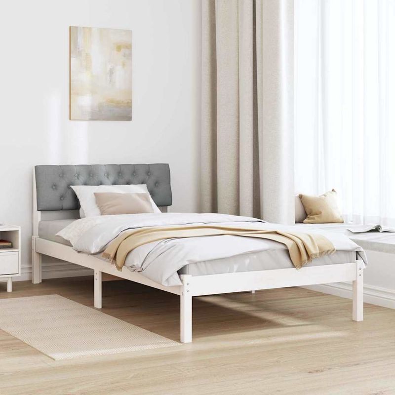 Casa si Gradina - Mobilier - Paturi si accesorii - Paturi - Cadru de pat Alb si gri deschis 100 x 200 cm Lemn masiv de pin - Infinity.ro
