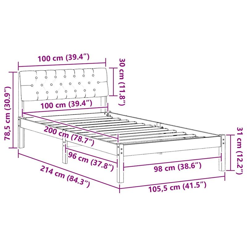 Casa si Gradina - Mobilier - Paturi si accesorii - Paturi - Cadru de pat Alb si gri deschis 100 x 200 cm Lemn masiv de pin - Infinity.ro