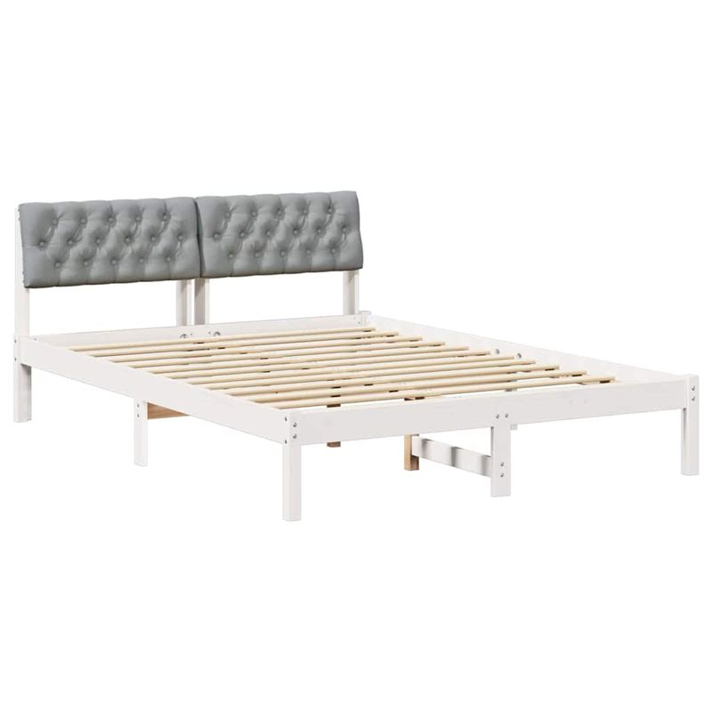 Casa si Gradina - Mobilier - Paturi si accesorii - Paturi - Cadru de pat Alb si gri deschis 120 x 190 cm Lemn masiv de pin - Infinity.ro