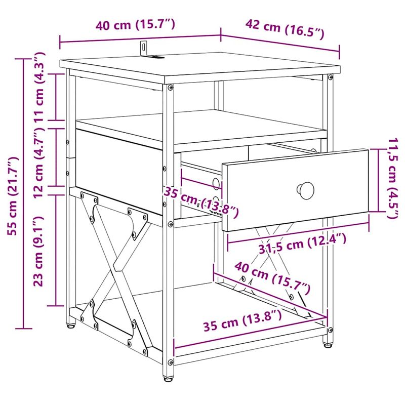 Casa si Gradina - Mobilier - Comode si corpuri - Noptiere - Noptiera 2 pcs Lemn vechi 40 x 42 x 55 cm Lemn compozit - Infinity.ro