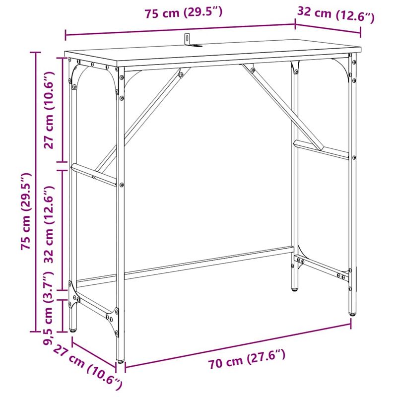 Casa si Gradina - Mobilier - Comode si corpuri - Noptiere - Masa de consola Stejar negru 75 x 32 x 75 cm Lemn compozit - Infinity.ro
