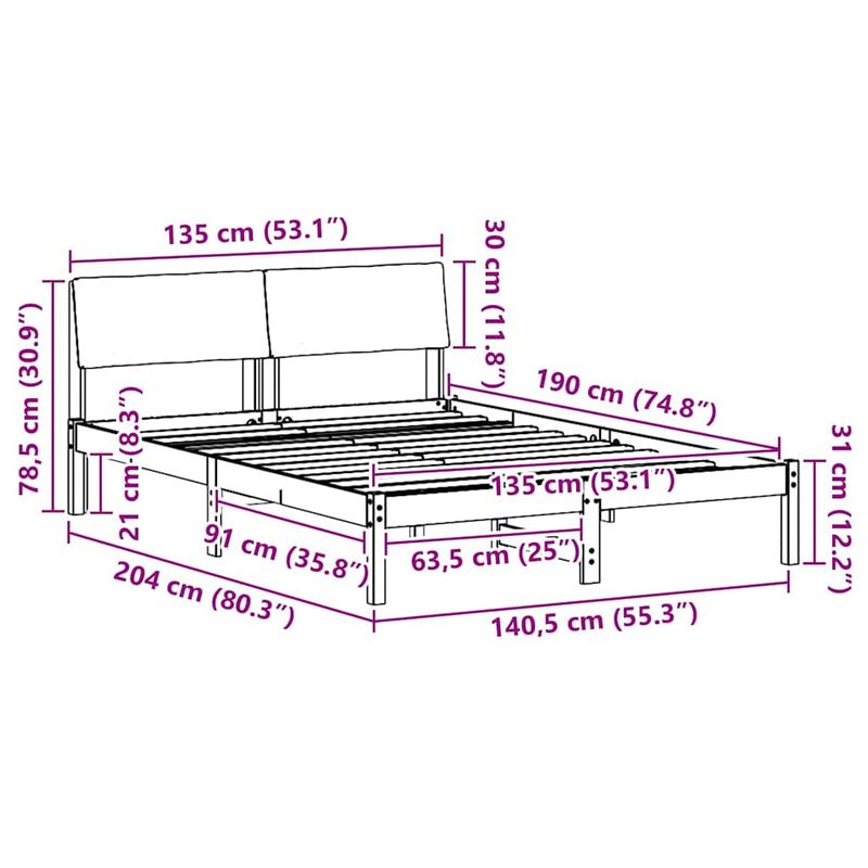 Casa si Gradina - Mobilier - Paturi si accesorii - Paturi - Cadru de pat Maro si gri deschis 135 x 190 cm Lemn masiv de pin - Infinity.ro