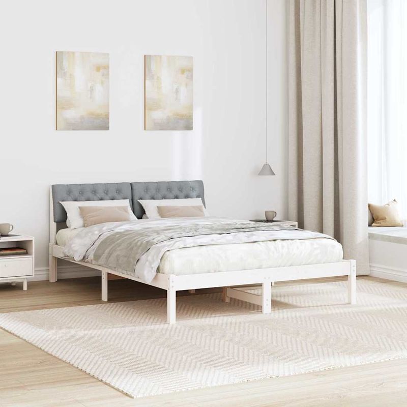 Casa si Gradina - Mobilier - Paturi si accesorii - Paturi - Cadru de pat Alb si gri deschis 160 x 200 cm Lemn masiv de pin - Infinity.ro