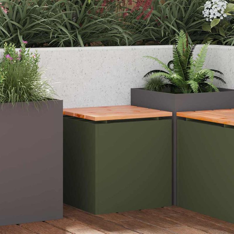 Casa si Gradina - Gradina si terasa - Mobilier exterior - Bancute de gradina - Banca de gradina Olivengrønn 40 x 40 x 43 cm Otel - Infinity.ro