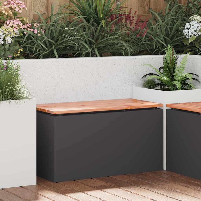 Casa si Gradina - Gradina si terasa - Mobilier exterior - Bancute de gradina - Banca de gradina Negru 80 x 40 x 43 cm Otel - Infinity.ro