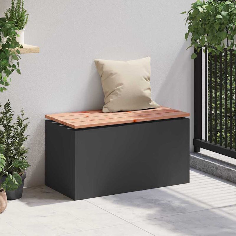 Casa si Gradina - Gradina si terasa - Mobilier exterior - Bancute de gradina - Banca de gradina Negru 80 x 40 x 43 cm Otel - Infinity.ro