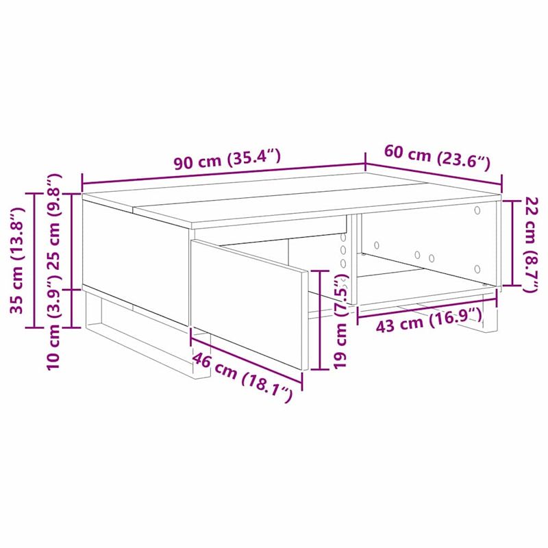Casa si Gradina - Mobilier - Mese si birouri - Masute de cafea - Masa de cafea Stejar negru 90 x 60 x 35 cm Lemn compozit - Infinity.ro