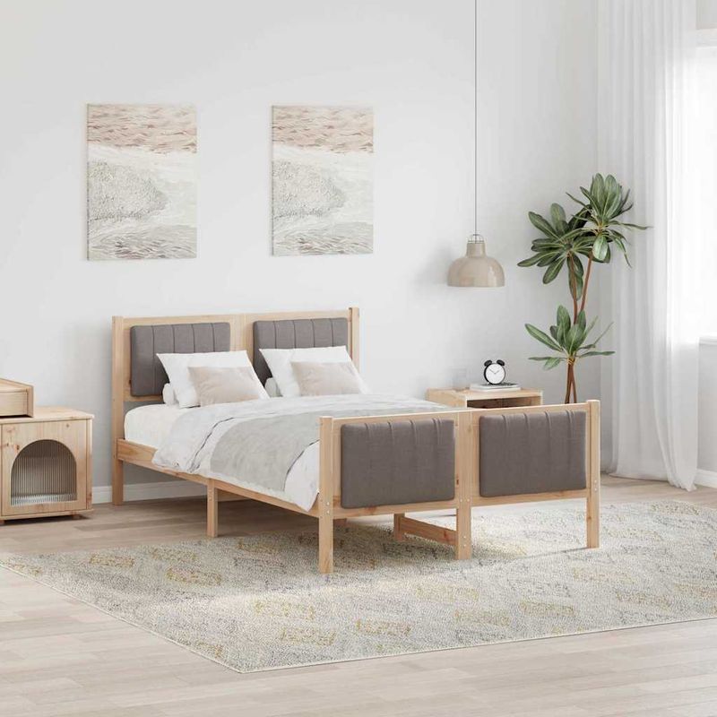 Casa si Gradina - Mobilier - Paturi si accesorii - Paturi - Cadru de pat Maroniu si taupe 120 x 190 cm Lemn masiv de pin - Infinity.ro