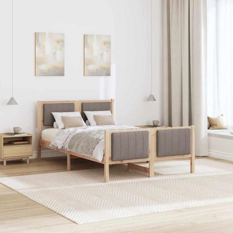 Casa si Gradina - Mobilier - Paturi si accesorii - Paturi - Cadru de pat Maroniu si taupe 120 x 190 cm Lemn masiv de pin - Infinity.ro
