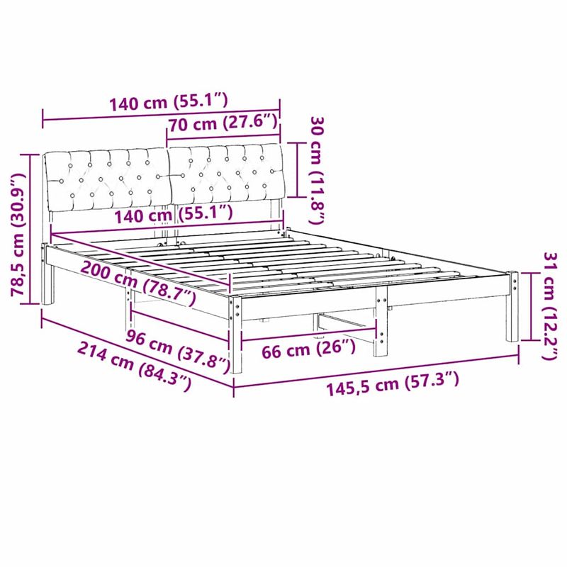 Casa si Gradina - Mobilier - Paturi si accesorii - Paturi - Cadru de pat Maro si gri deschis 140 x 200 cm Lemn masiv de pin - Infinity.ro