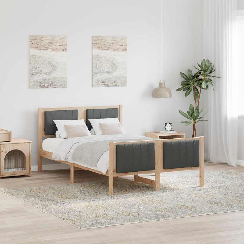 Casa si Gradina - Mobilier - Paturi si accesorii - Paturi - Cadru de pat maro si gri inchis 120 x 190 cm Lemn masiv de pin - Infinity.ro
