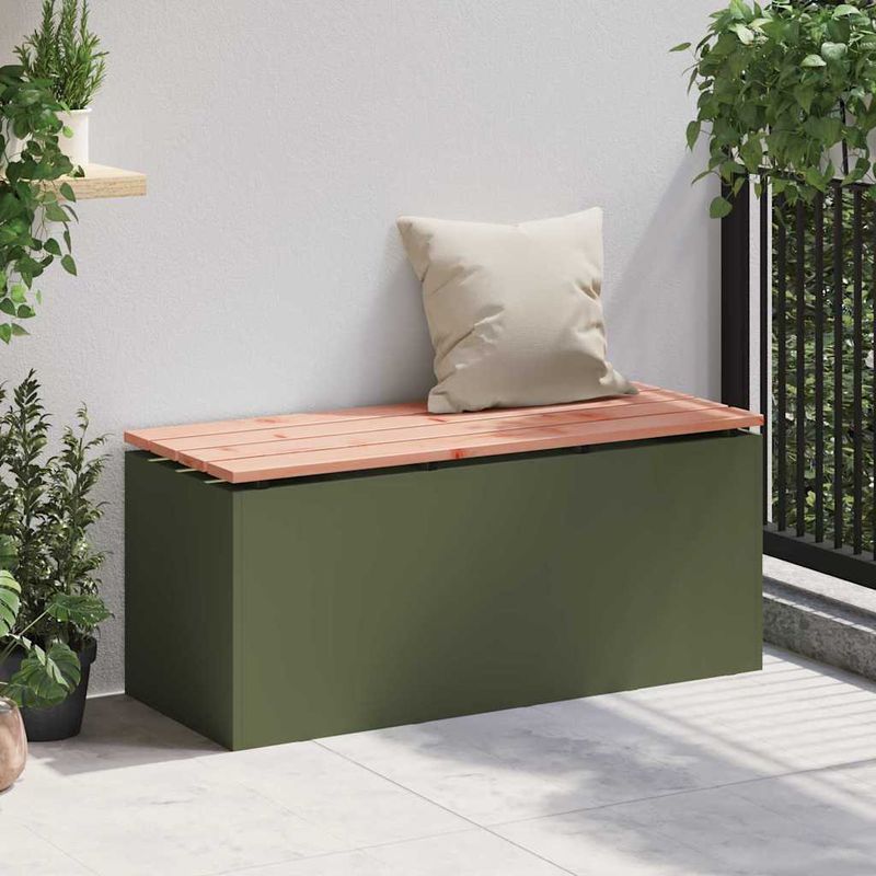 Casa si Gradina - Gradina si terasa - Mobilier exterior - Bancute de gradina - Banca de gradina Olivengrønn 100 x 40 x 43 cm Otel - Infinity.ro