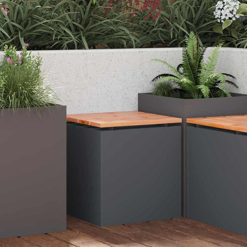 Casa si Gradina - Gradina si terasa - Mobilier exterior - Bancute de gradina - Banca de gradina Antracit 40 x 40 x 43 cm Otel - Infinity.ro
