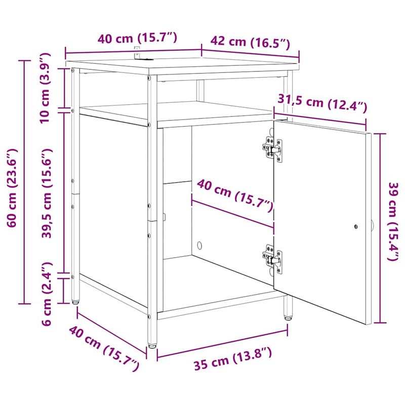 Casa si Gradina - Mobilier - Comode si corpuri - Noptiere - Noptiera Stejar negru 40 x 42 x 60cm Lemn compozit - Infinity.ro