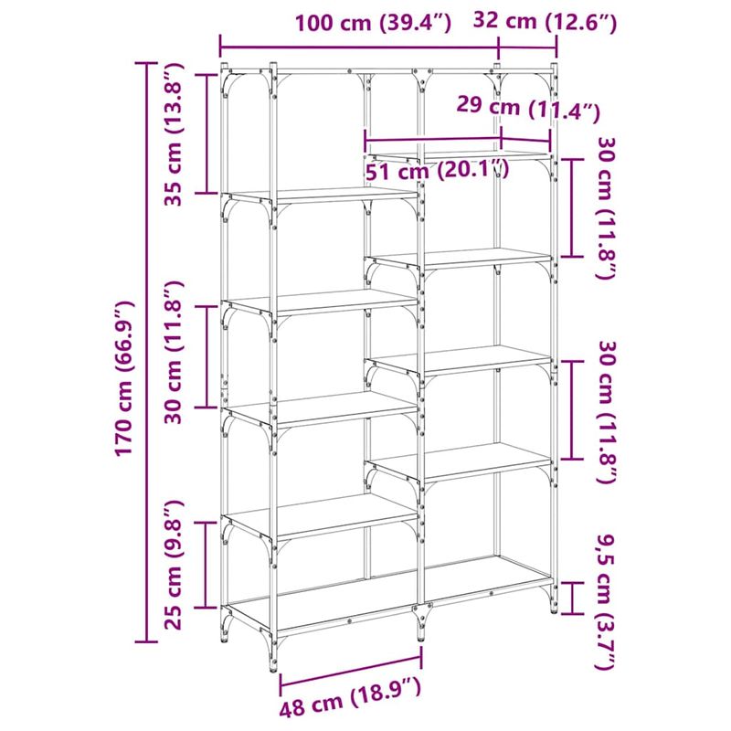 Casa si Gradina - Mobilier - Biblioteci si rafturi - Biblioteci - Raft pentru carti Stejar negru 100 x 32 x 170 cm Lemn compozit - Infinity.ro