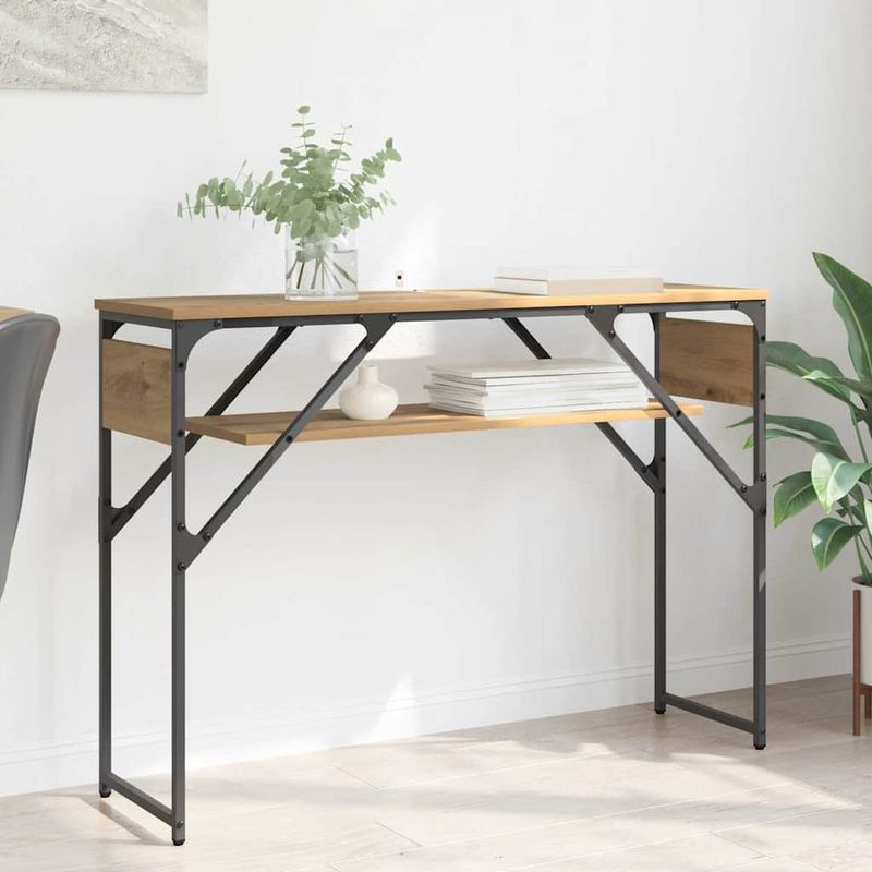 Casa si Gradina - Mobilier - Comode si corpuri - Noptiere - MasaConsole Stejar Artizanal 105x30x75cm Lemn compozit - Infinity.ro