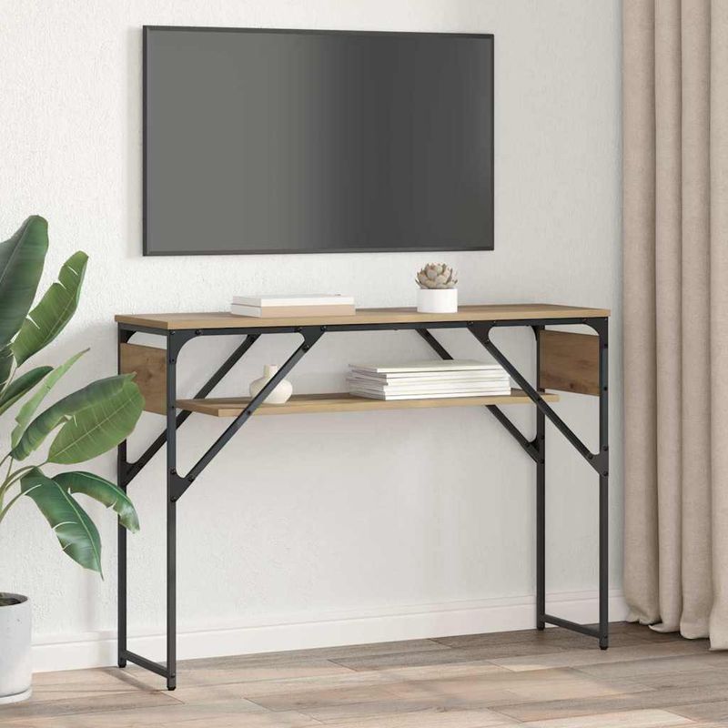 Casa si Gradina - Mobilier - Comode si corpuri - Noptiere - MasaConsole Stejar Artizanal 105x30x75cm Lemn compozit - Infinity.ro