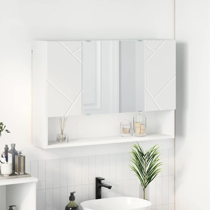 Casa si Gradina - Mobilier - Mobilier baie - Corpuri baie - Dulap cu oglinda pentru baie Alb 80 x 17 x 55 cm Lemn compozit - Infinity.ro